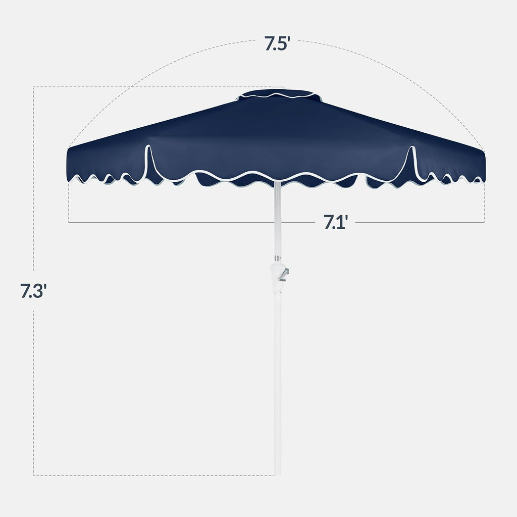 Navy Wavy Edge Patio Umbrella