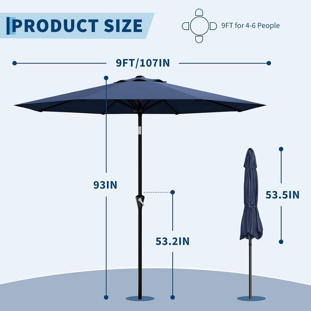Navy 9Ft Tilt Patio Umbrella