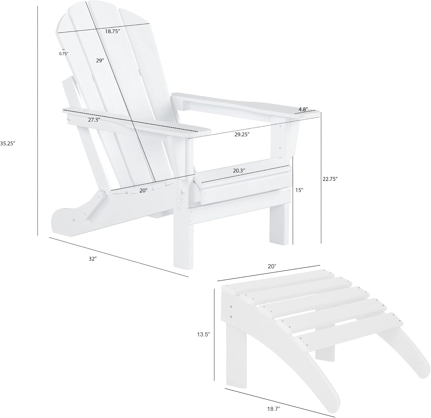 Blue Foldable Adirondack Set