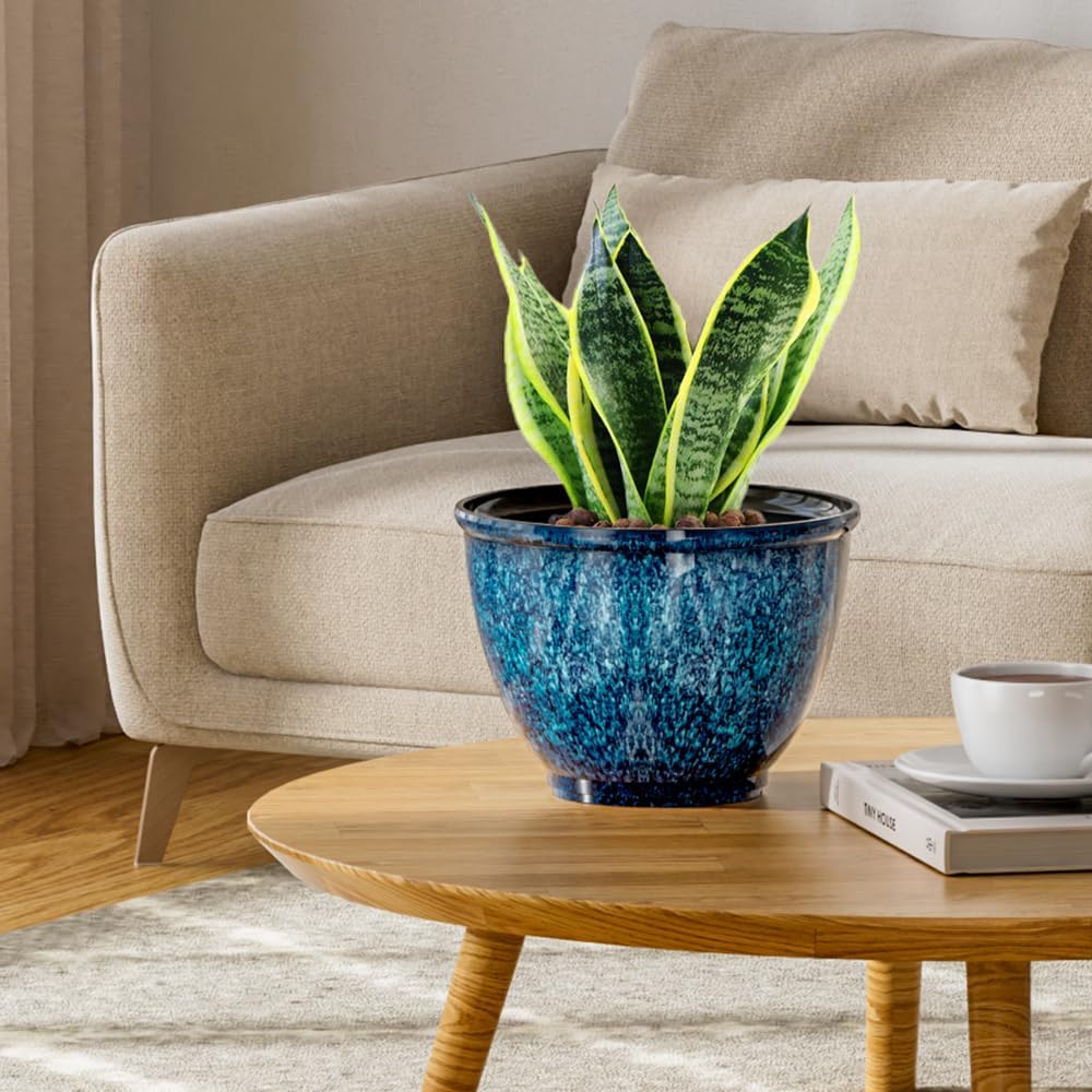 Blue Four Plastic Planter Pots