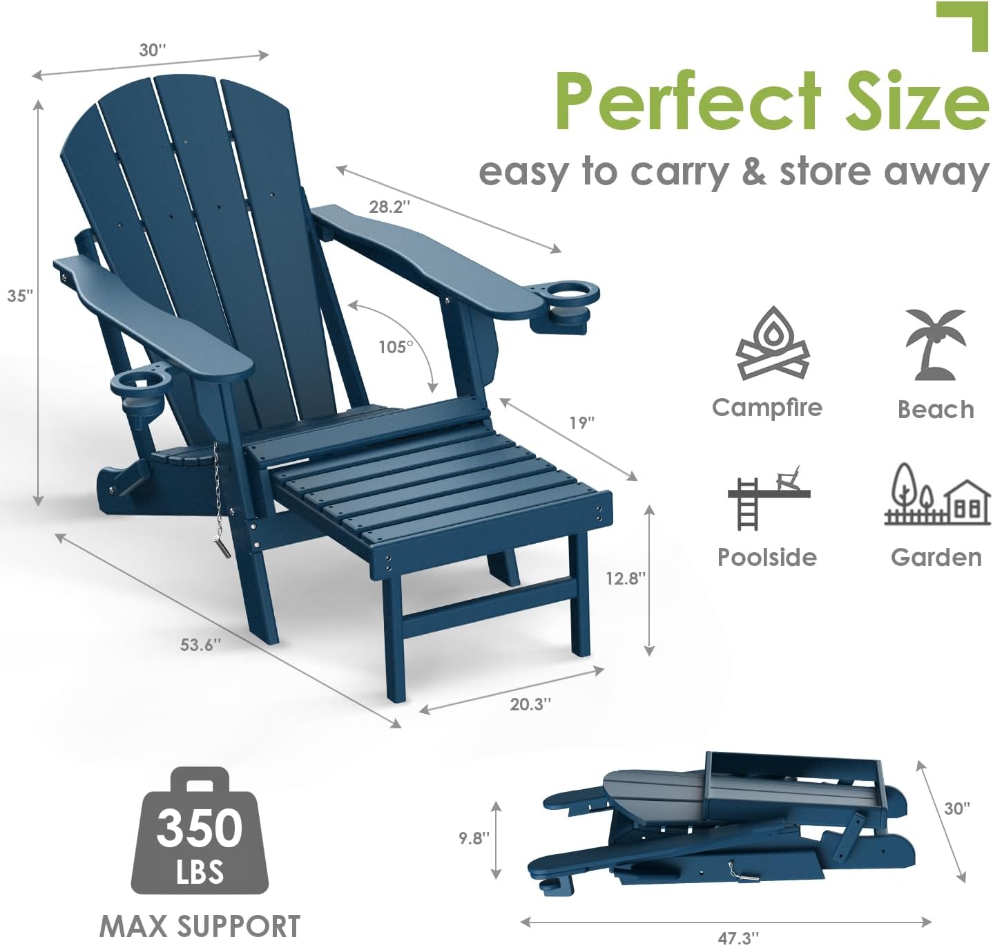 Blue HDPE Two-Seat Lounge Set