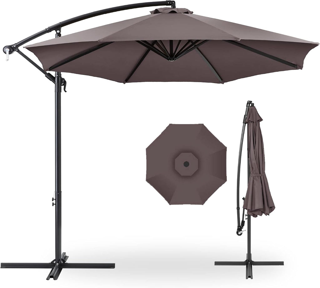 Offset Taupe Hanging Umbrella