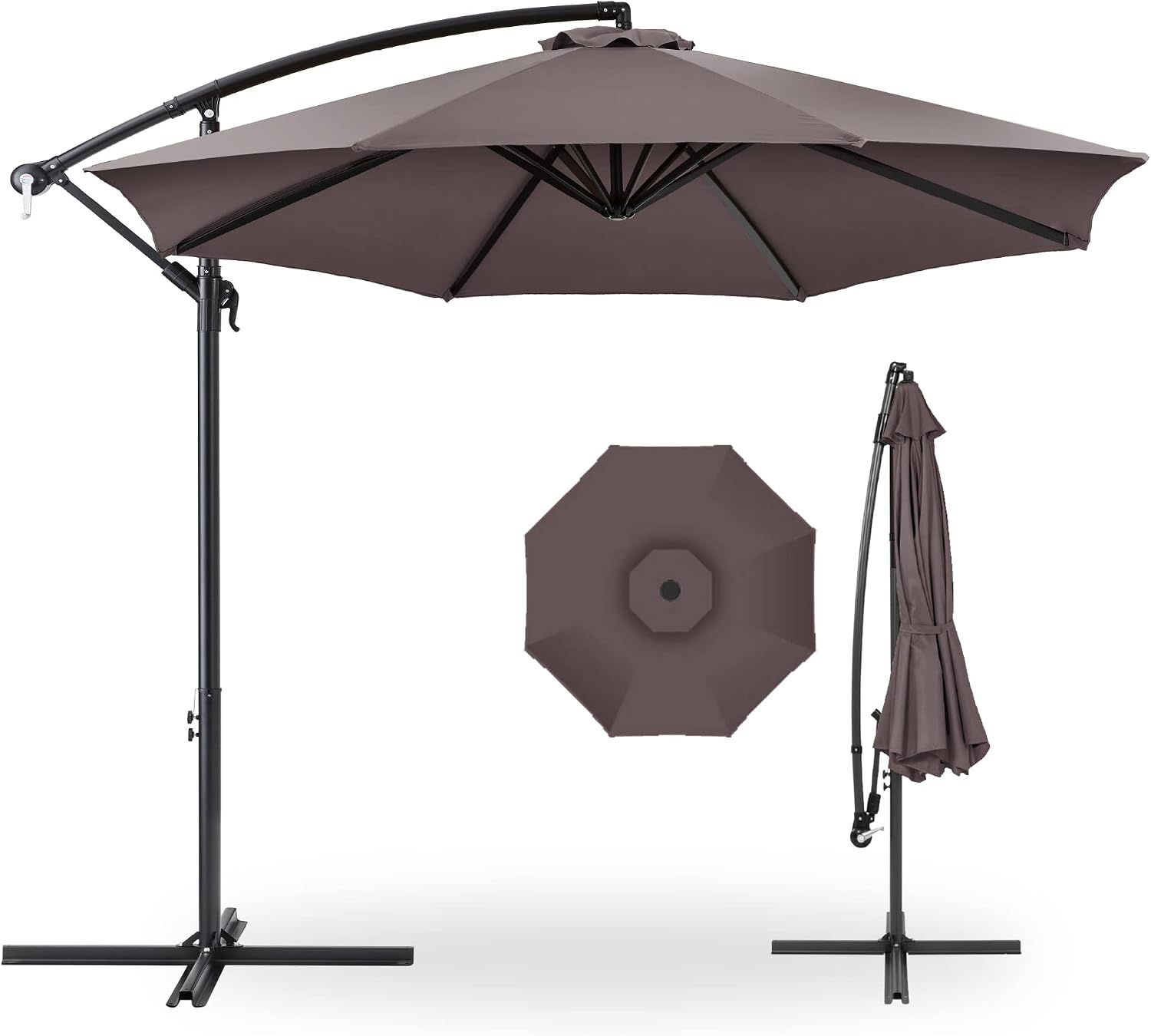 Offset Taupe Hanging Umbrella