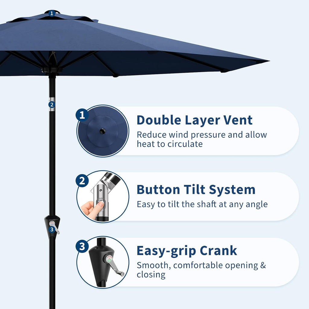 Navy 9Ft Tilt Patio Umbrella
