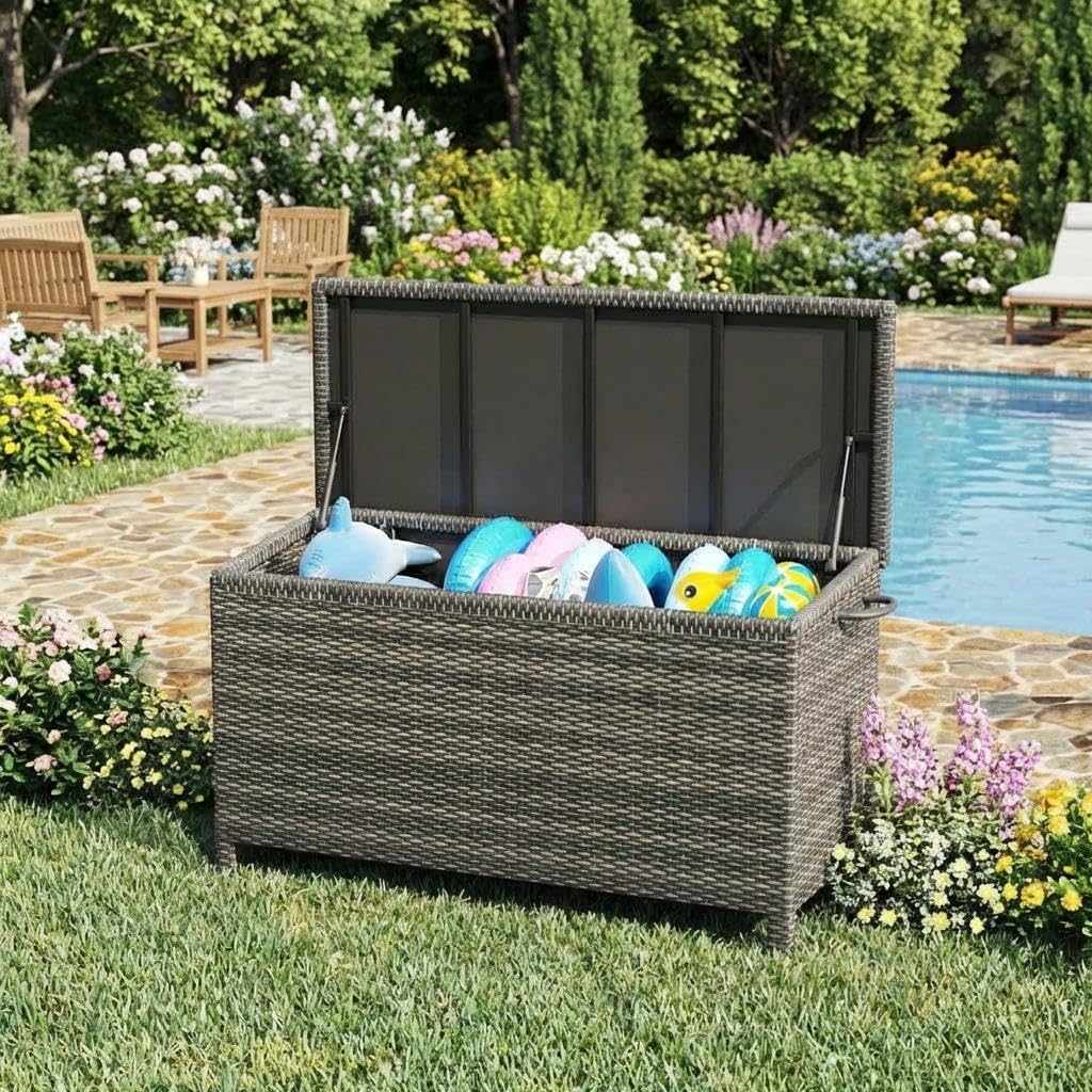 Brown PE Rattan Storage Chest