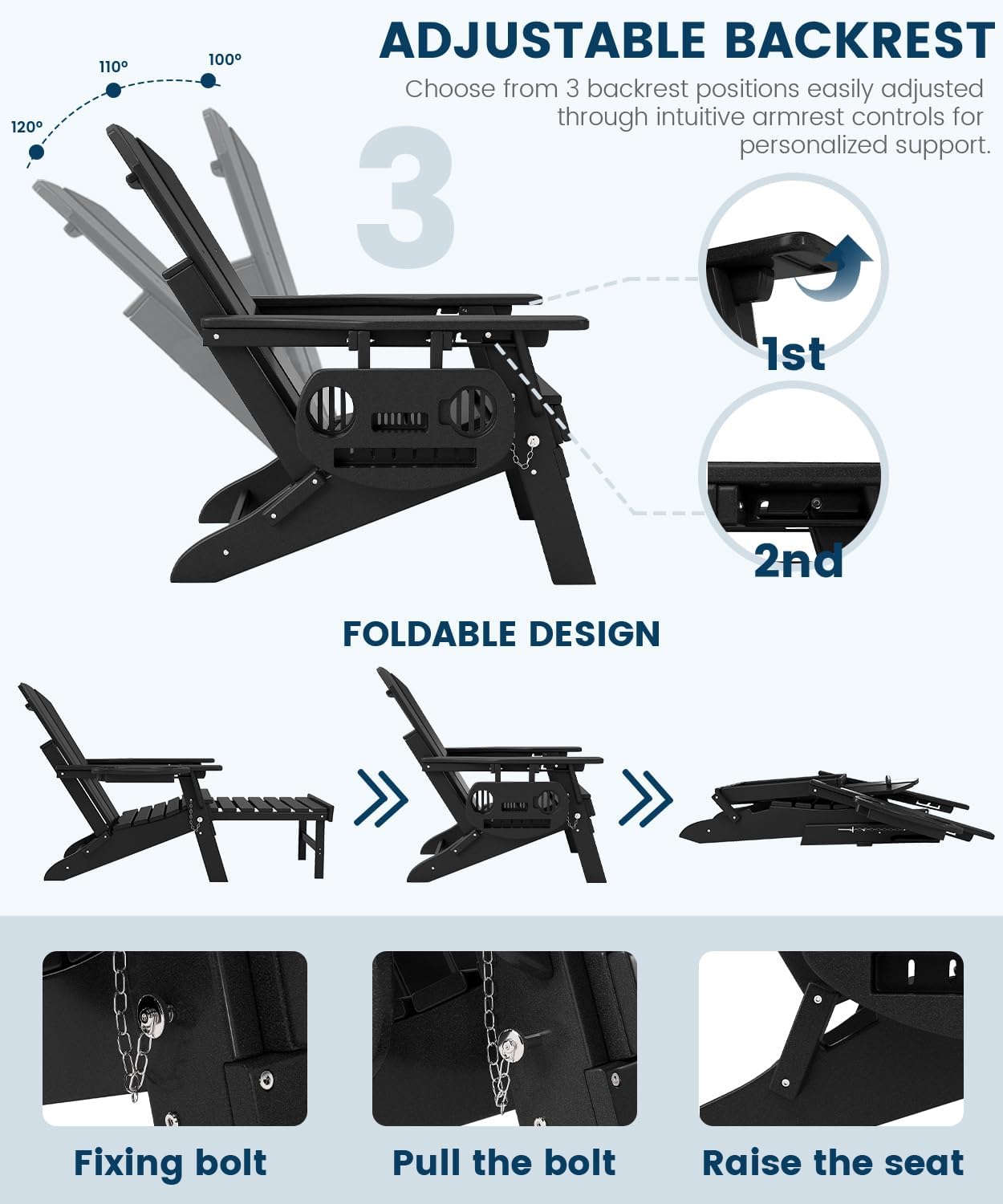 Black Foldable Adirondack Set