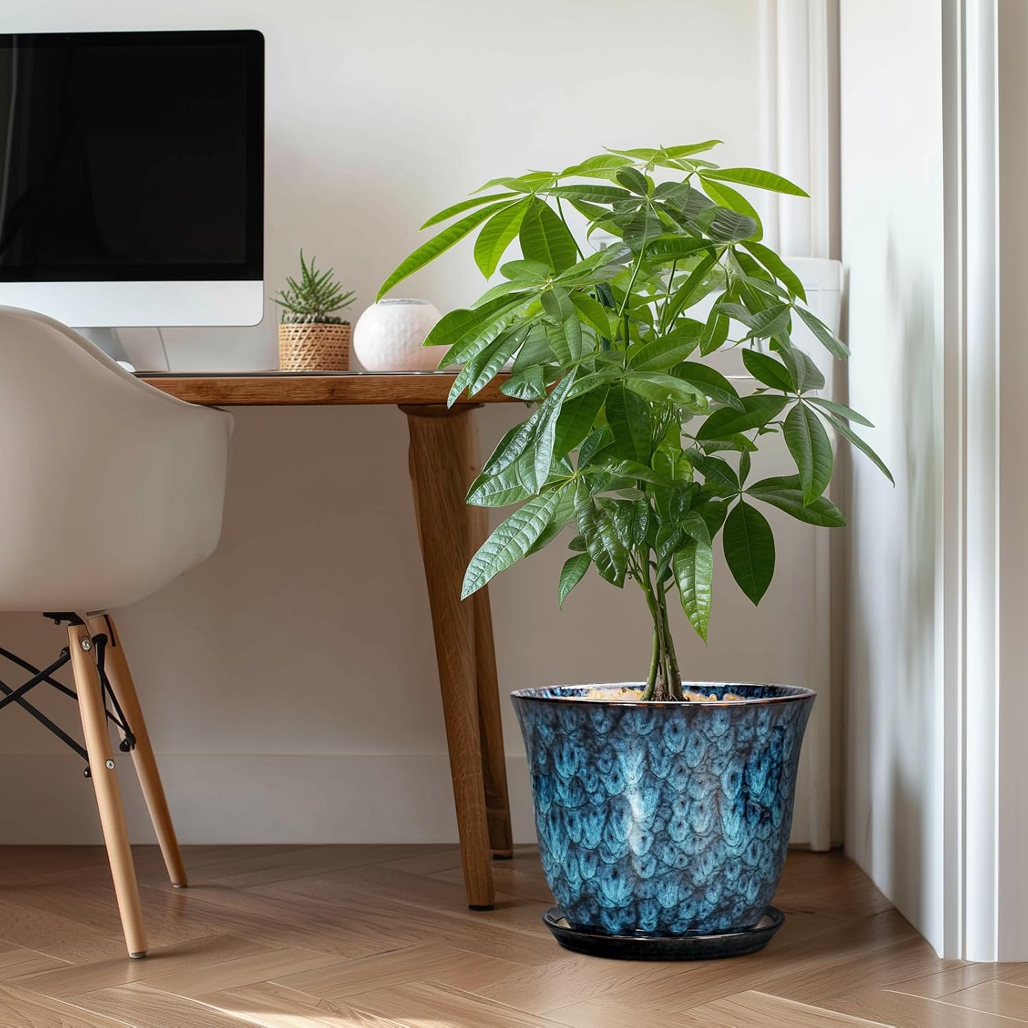 Blue 12 Inch Round Planter