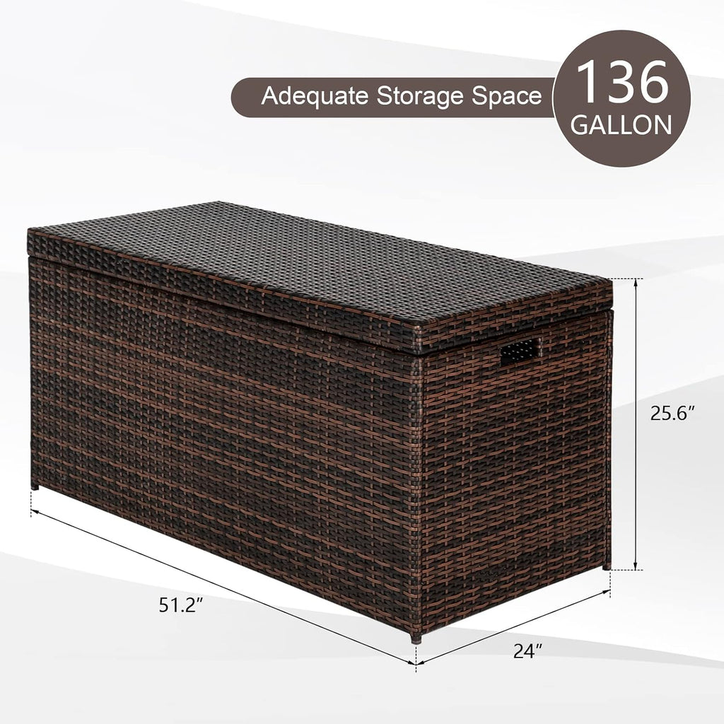 Wicker Patio Storage Bench