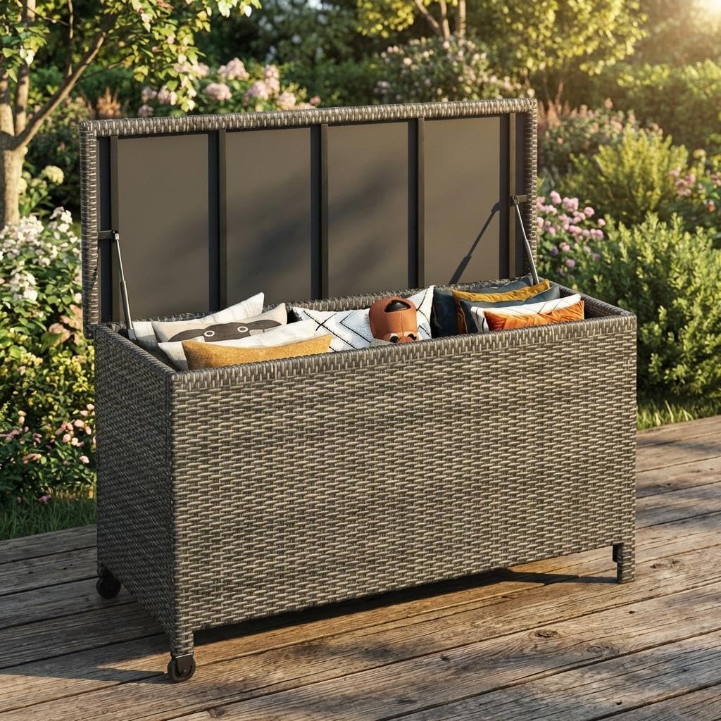 Brown PE Rattan Storage Chest