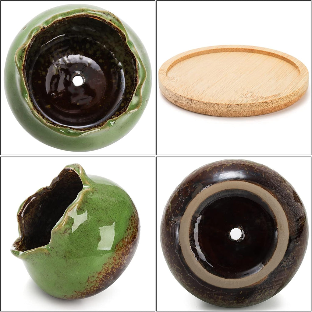 Six Glazed Mini Ceramic Pots