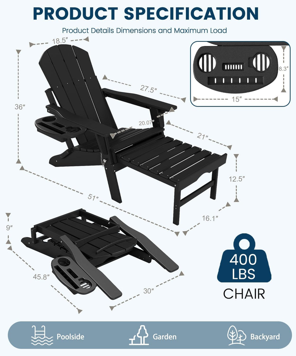 Black Foldable Adirondack Set