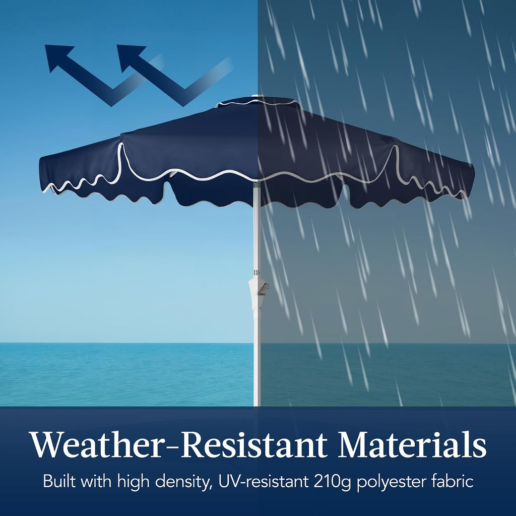 Navy Wavy Edge Patio Umbrella