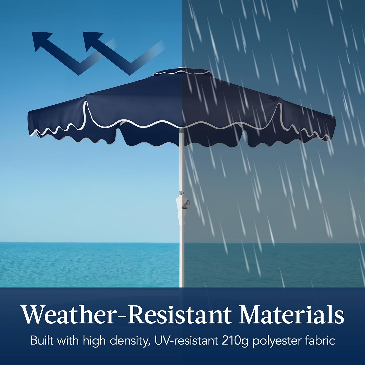 Navy Wavy Edge Patio Umbrella