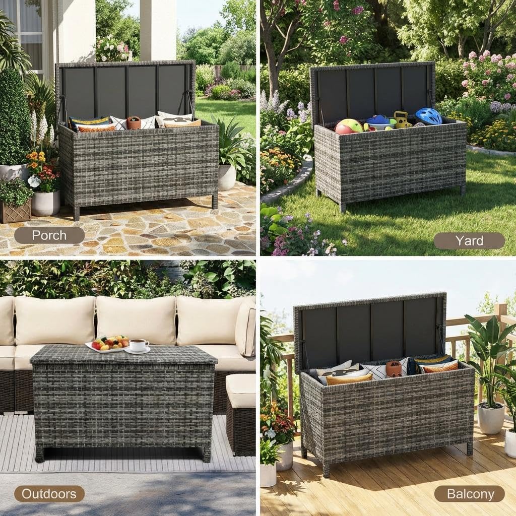 Brown Lockable Wicker Deck Box