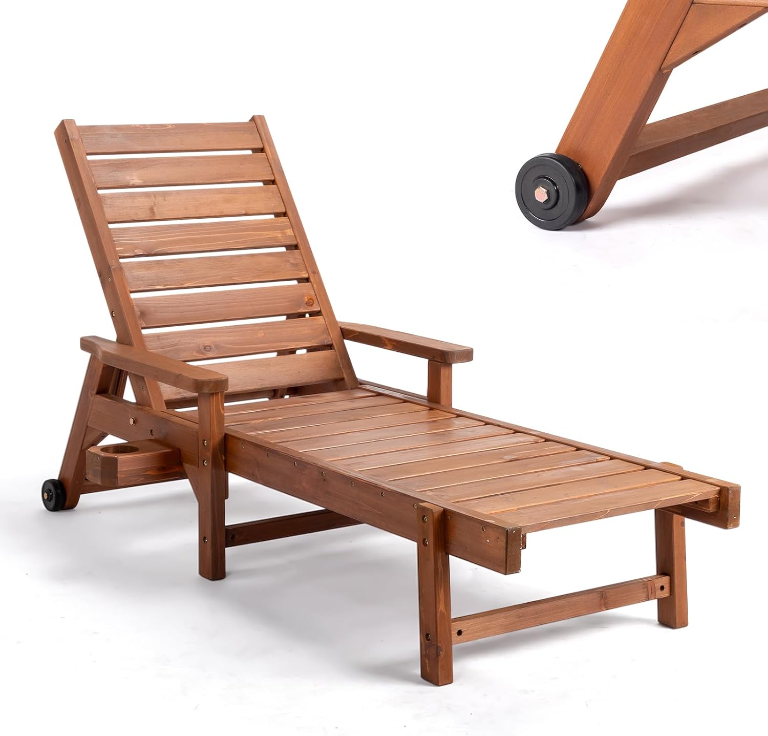 Brown Wheeled Patio Lounger