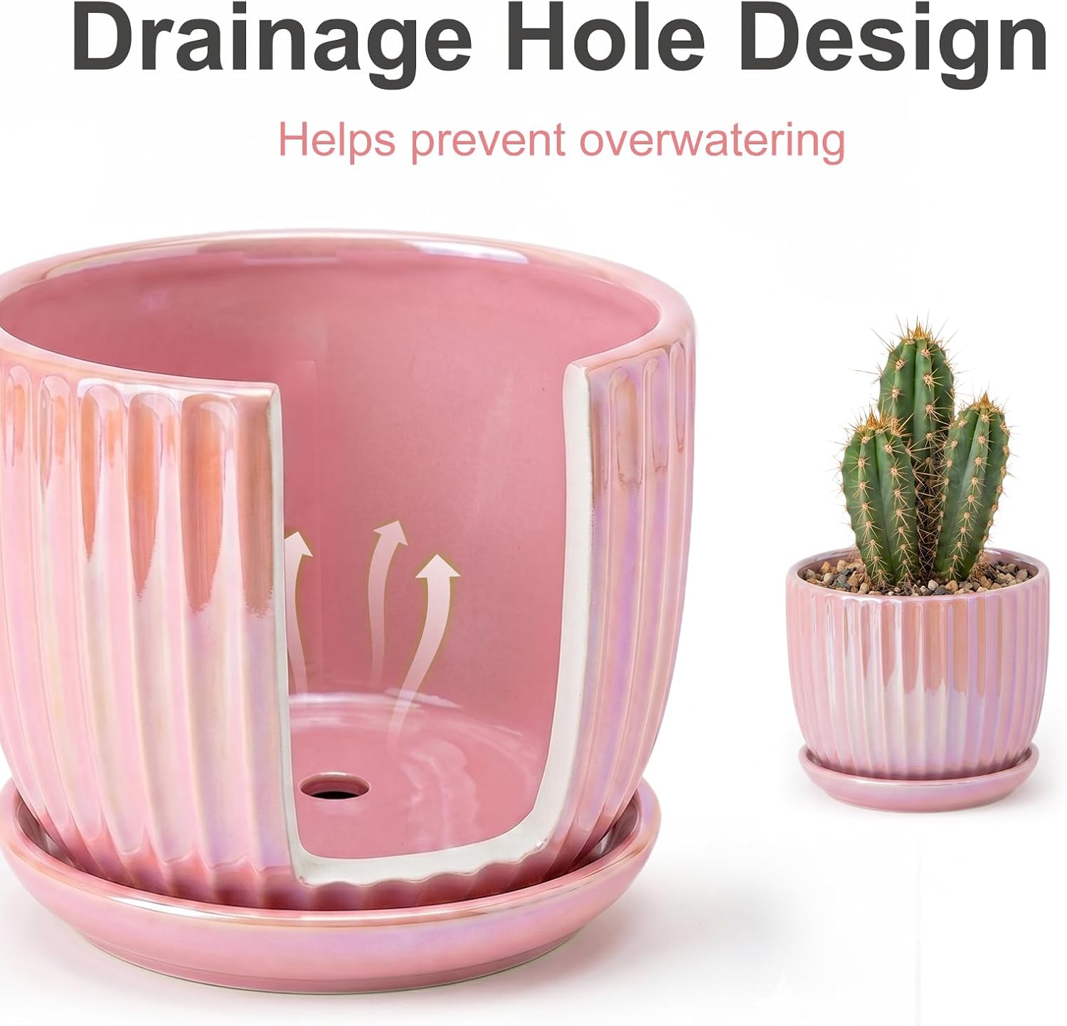 Pink Ceramic Plant Pot Trio