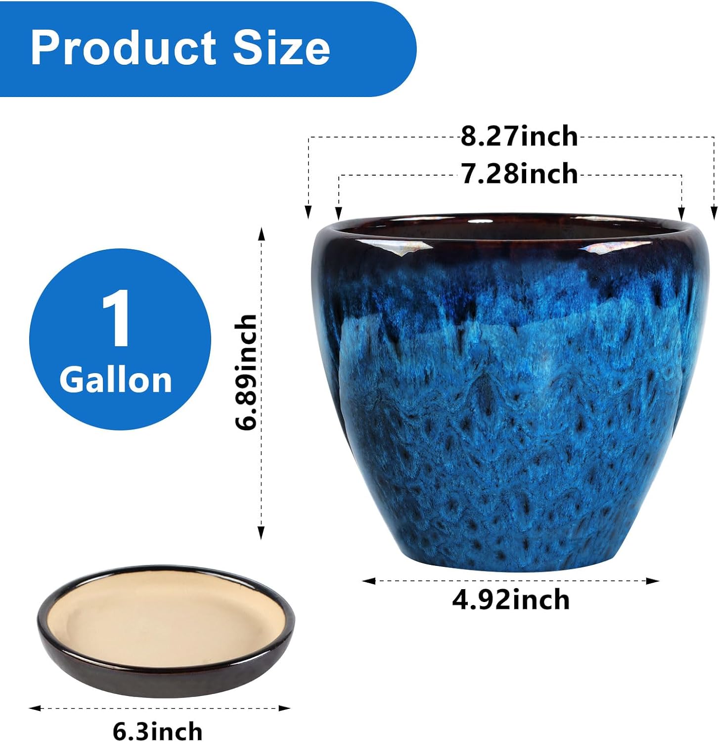 Glazed 8in Orchid Planter Pot