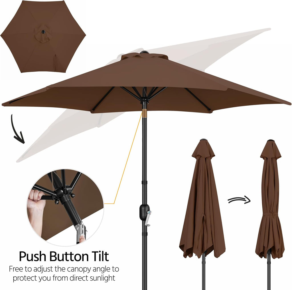 Brown UPF50 Patio Umbrella