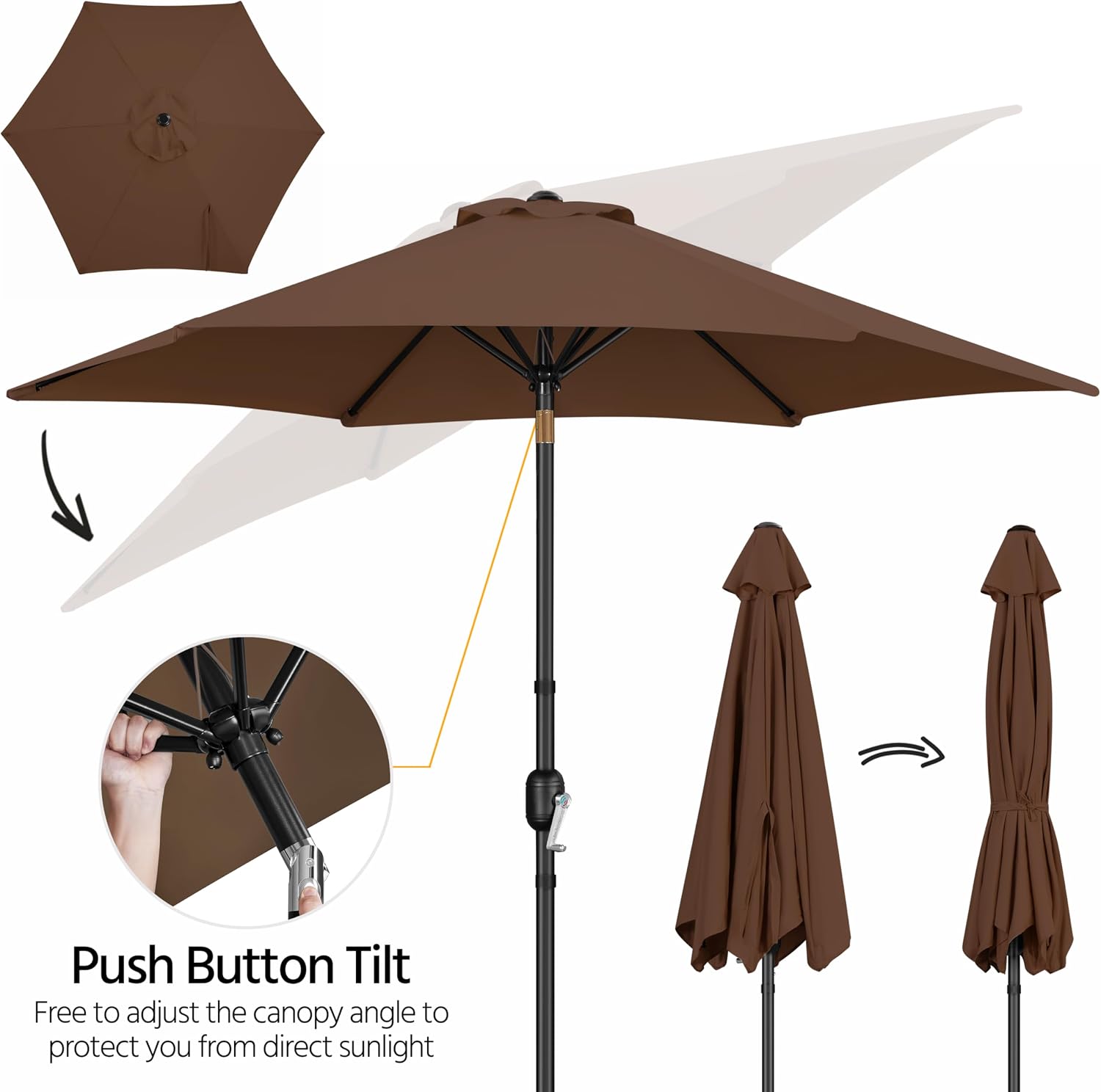 Brown UPF50 Patio Umbrella