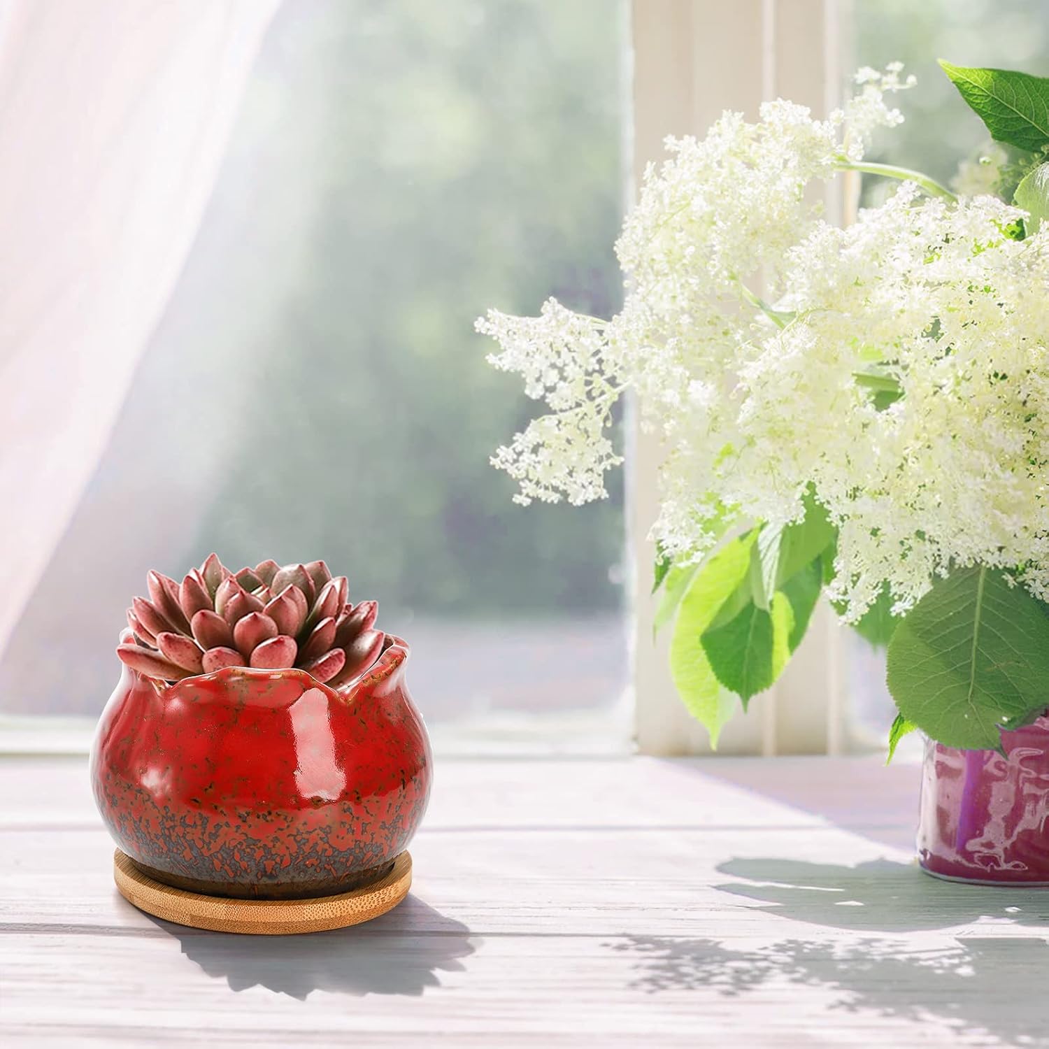 Six Glazed Mini Ceramic Pots