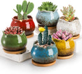 Six Glazed Mini Ceramic Pots