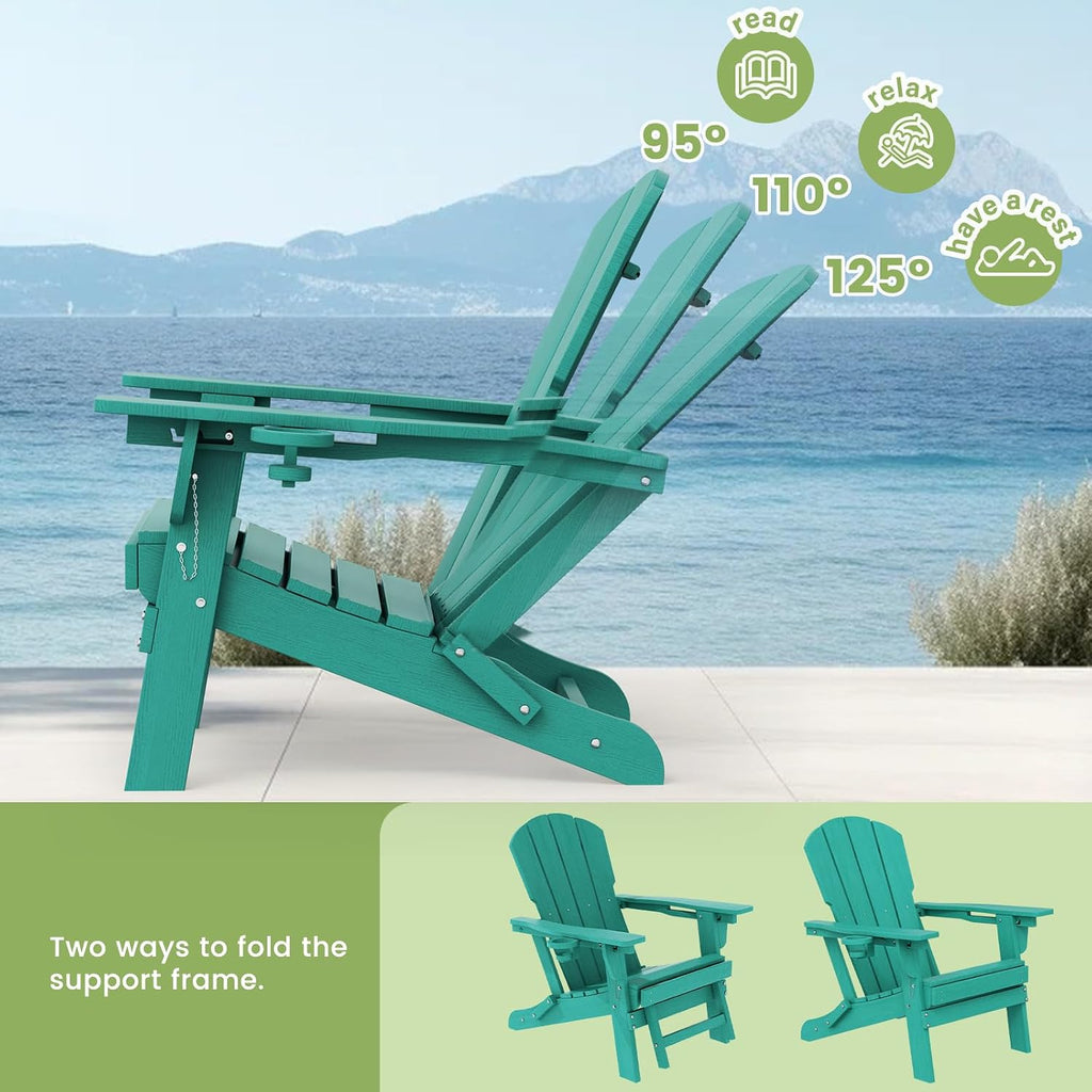 Blue HDPE Foldable Adirondack