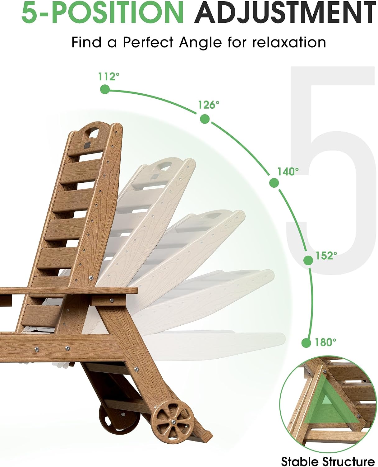 Teak HDPE Wheeled Lounger