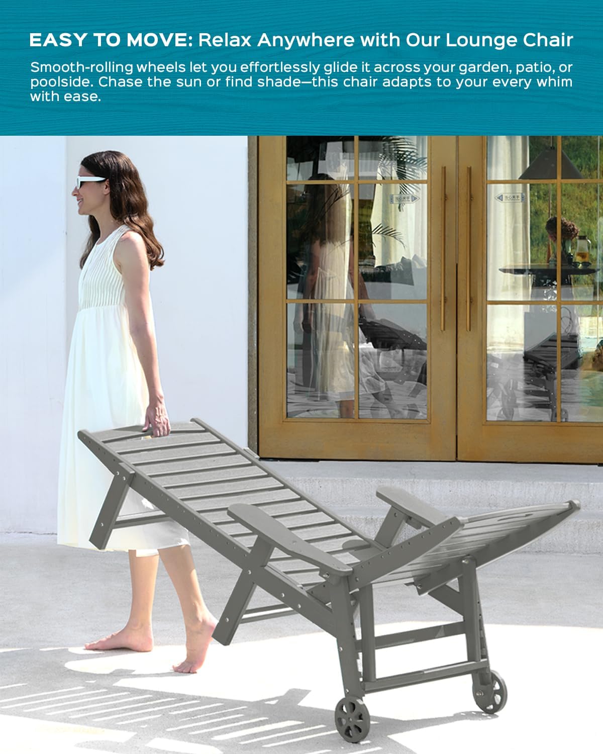 Wheeled HDPE Chaise Lounge