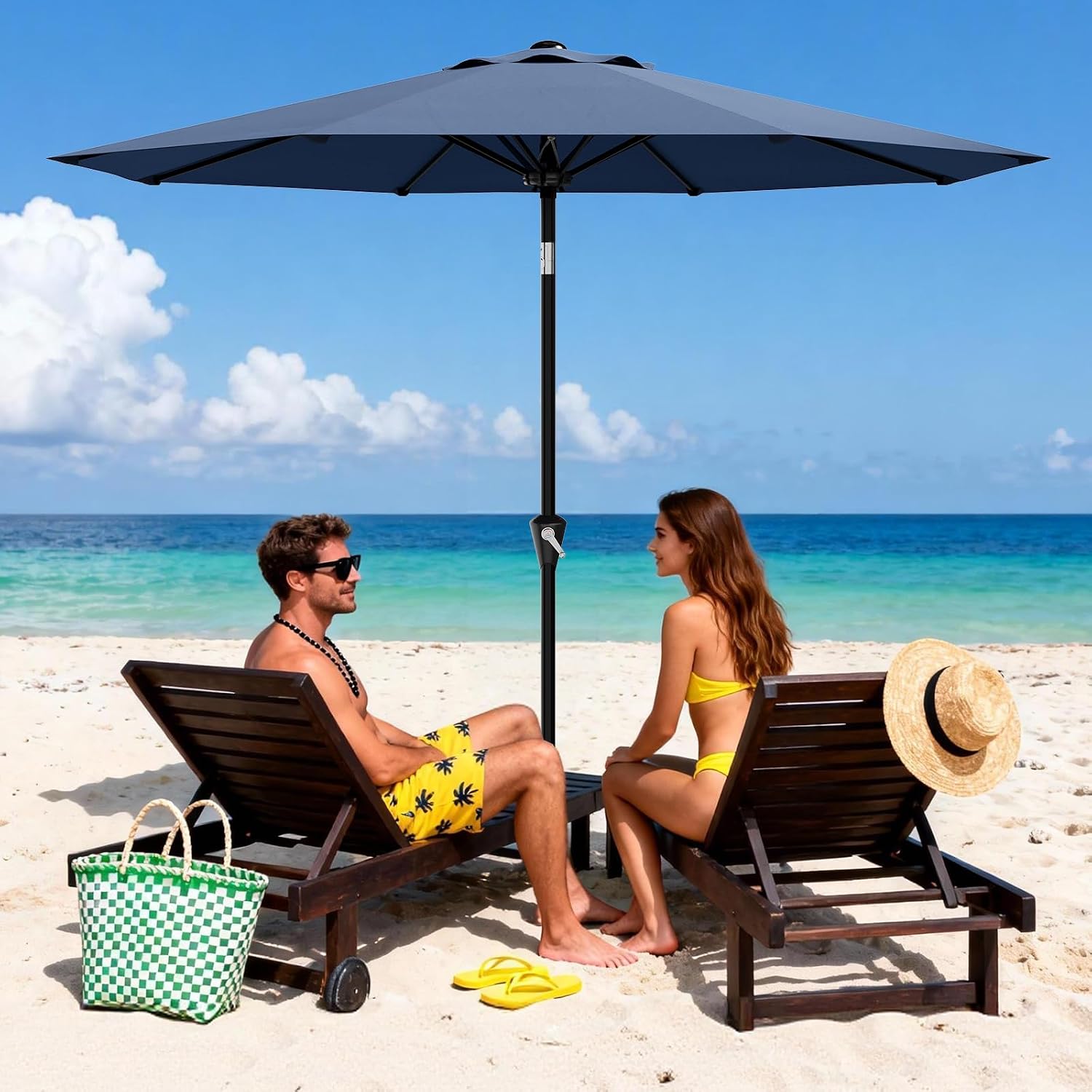 Navy 9Ft Tilt Patio Umbrella