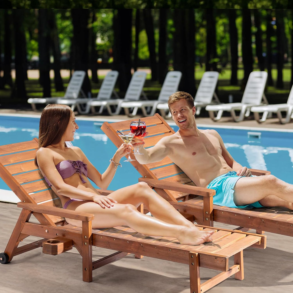 Brown Wheeled Patio Lounger