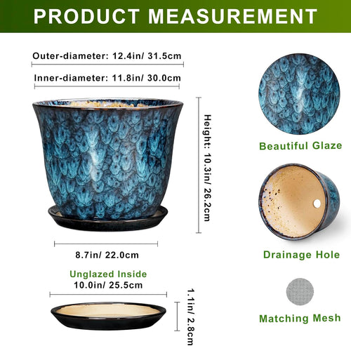 Blue 12 Inch Round Planter
