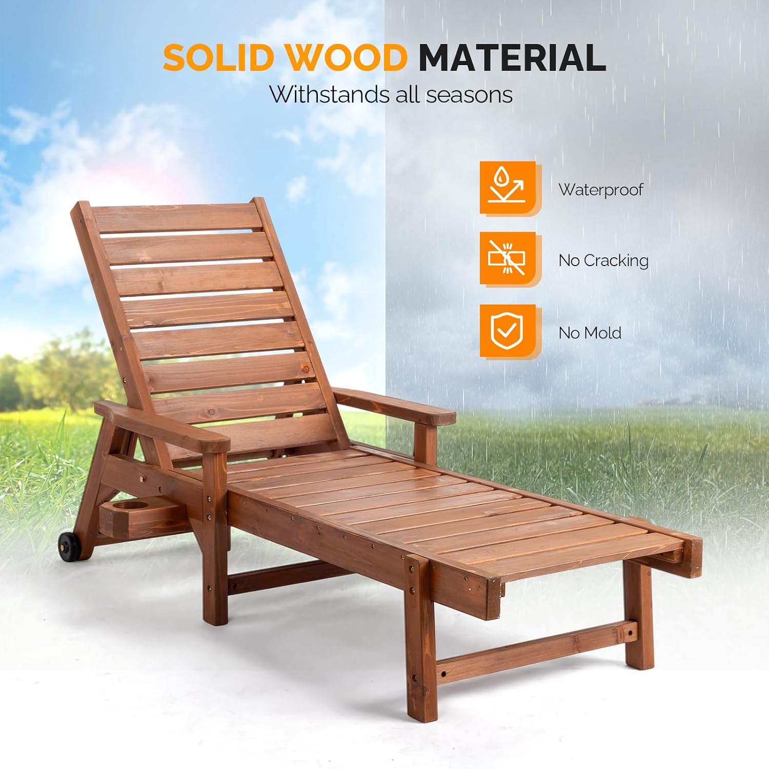 Brown Wheeled Patio Lounger