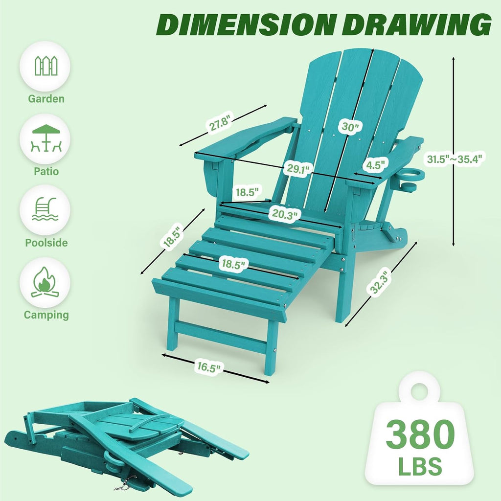Blue HDPE Foldable Adirondack