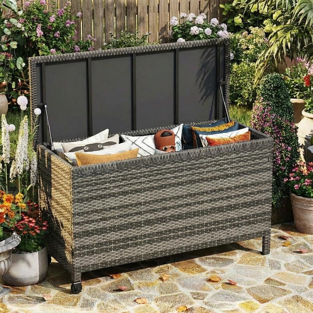 Brown PE Rattan Storage Chest