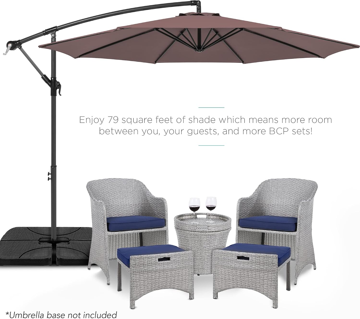 Offset Taupe Hanging Umbrella