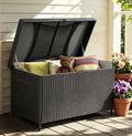 Wheeled Black Wicker Deck Box