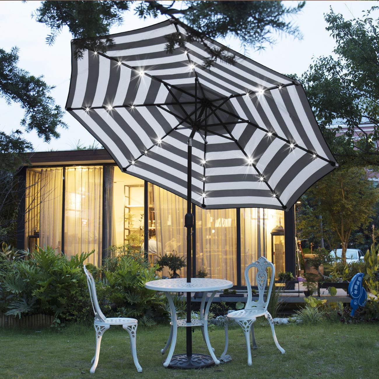LED Solar Tilt Patio Umbrella