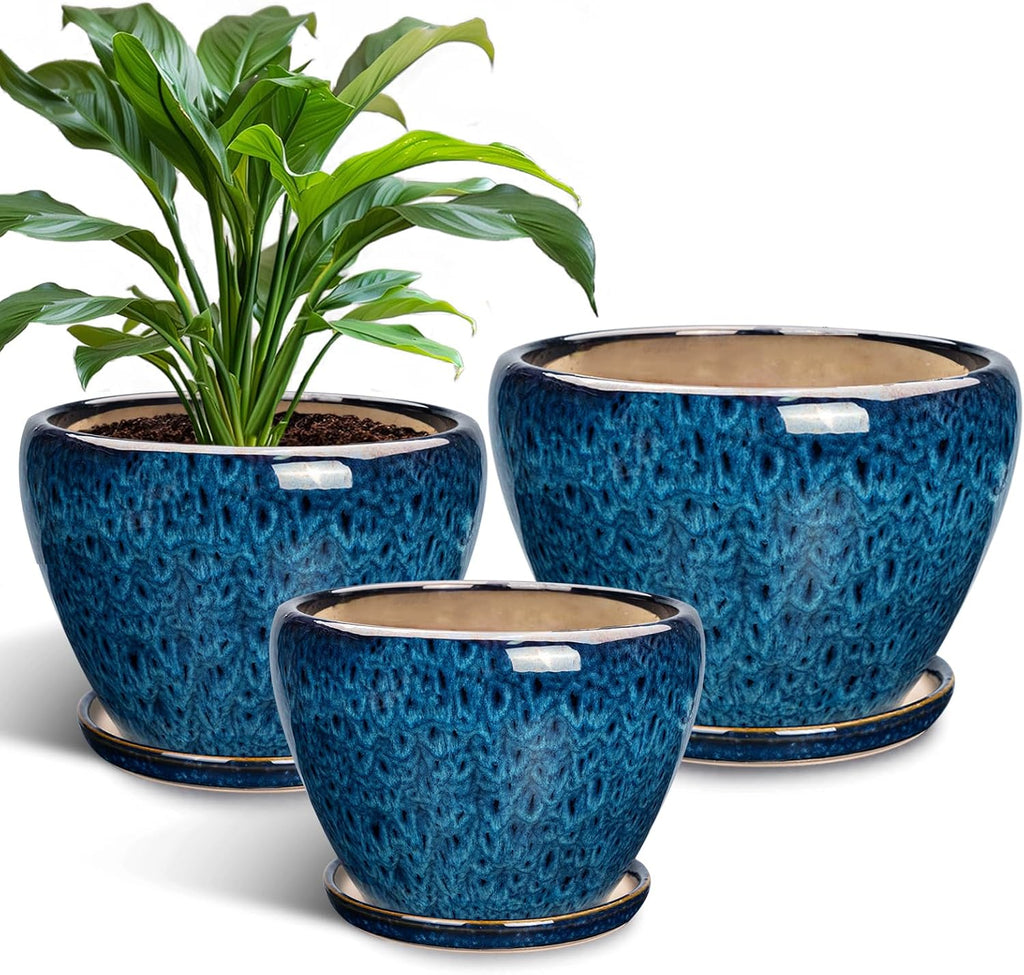 Blue Three-Size Ceramic Pots