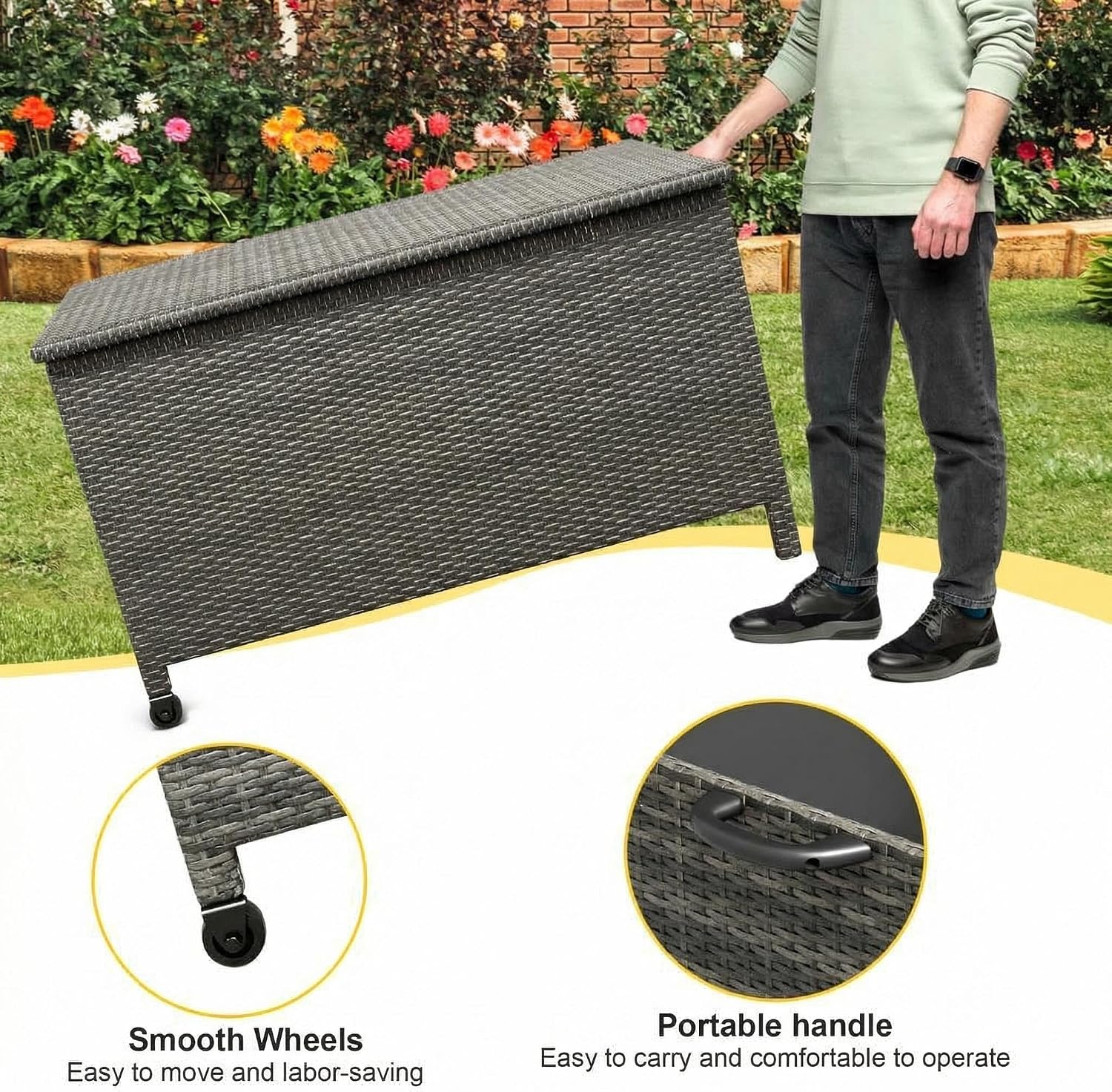 Grey Wicker Outdoor Box