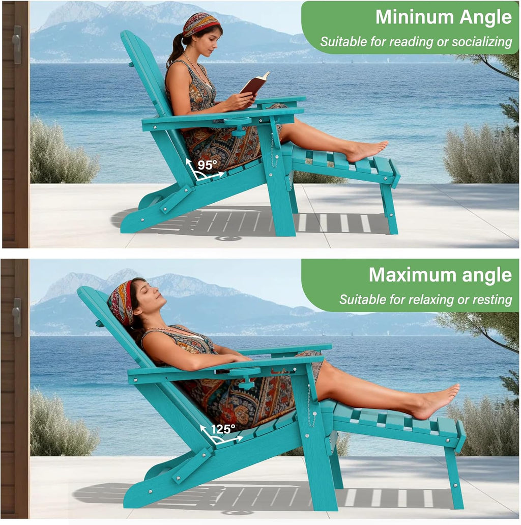 Blue HDPE Foldable Adirondack
