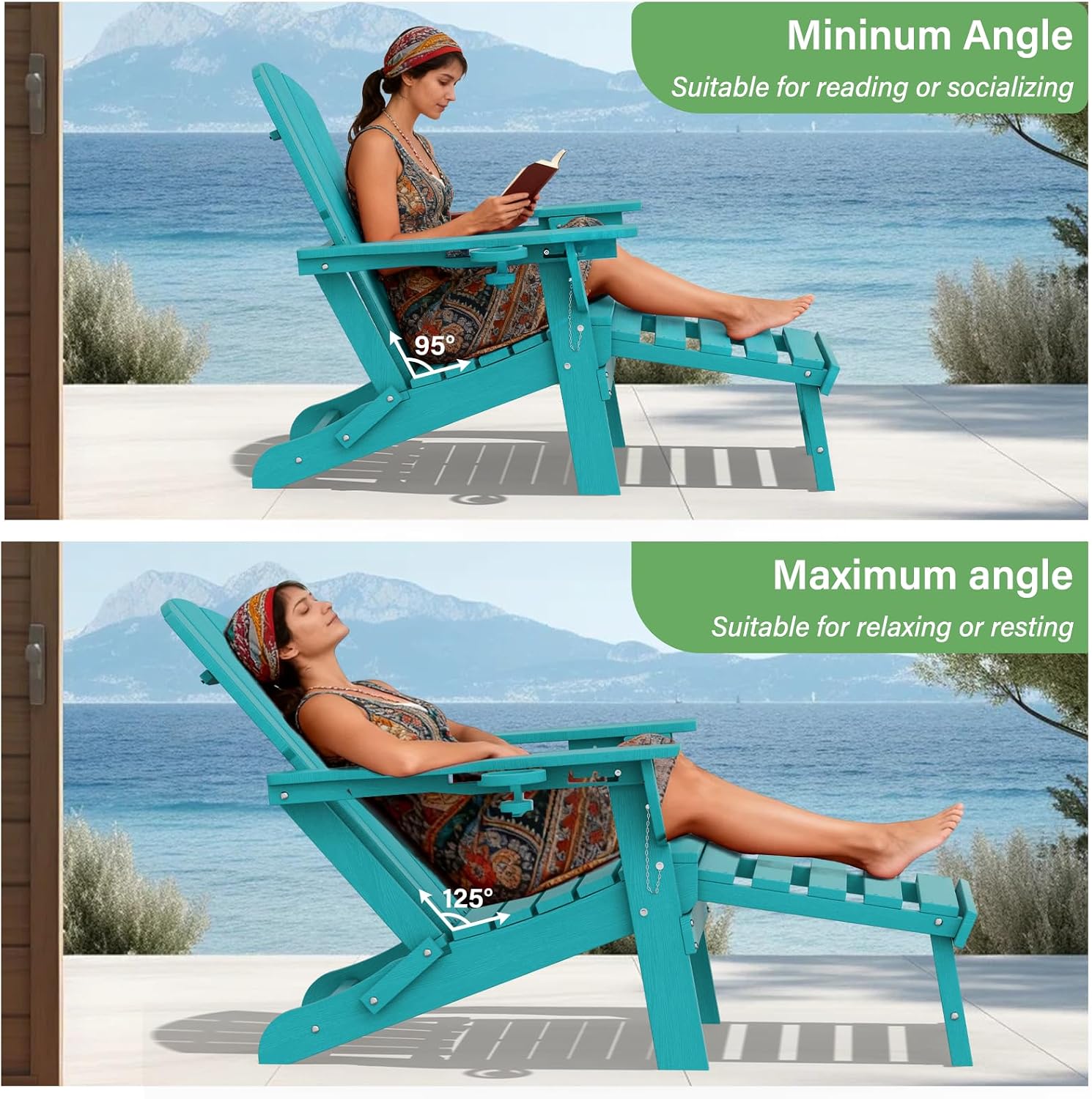 Blue HDPE Foldable Adirondack