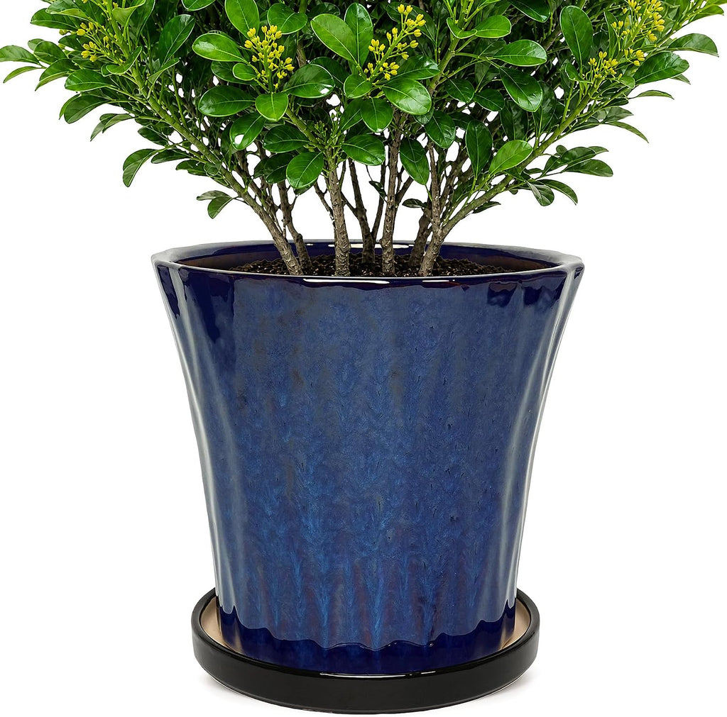 Blue 10 Inch Ceramic Planters
