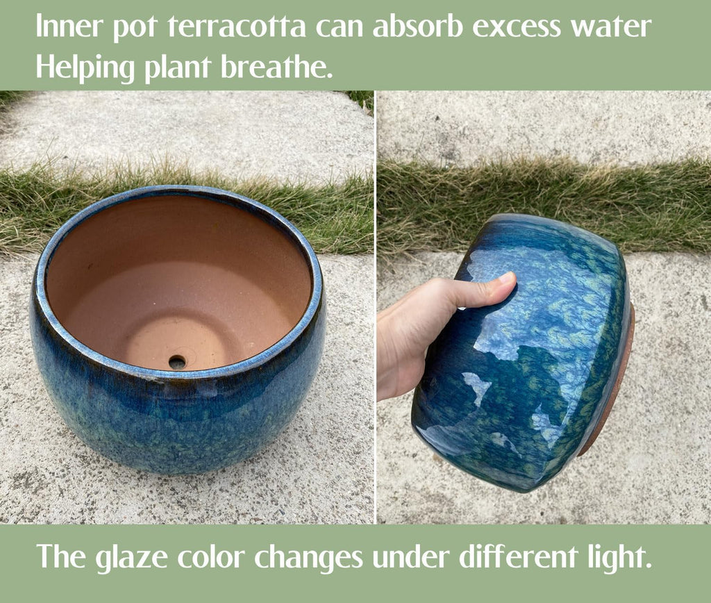Peacock Glaze Ceramic Planter