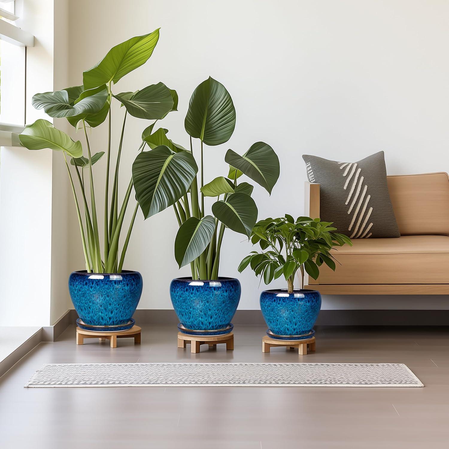 Blue Three-Size Ceramic Pots
