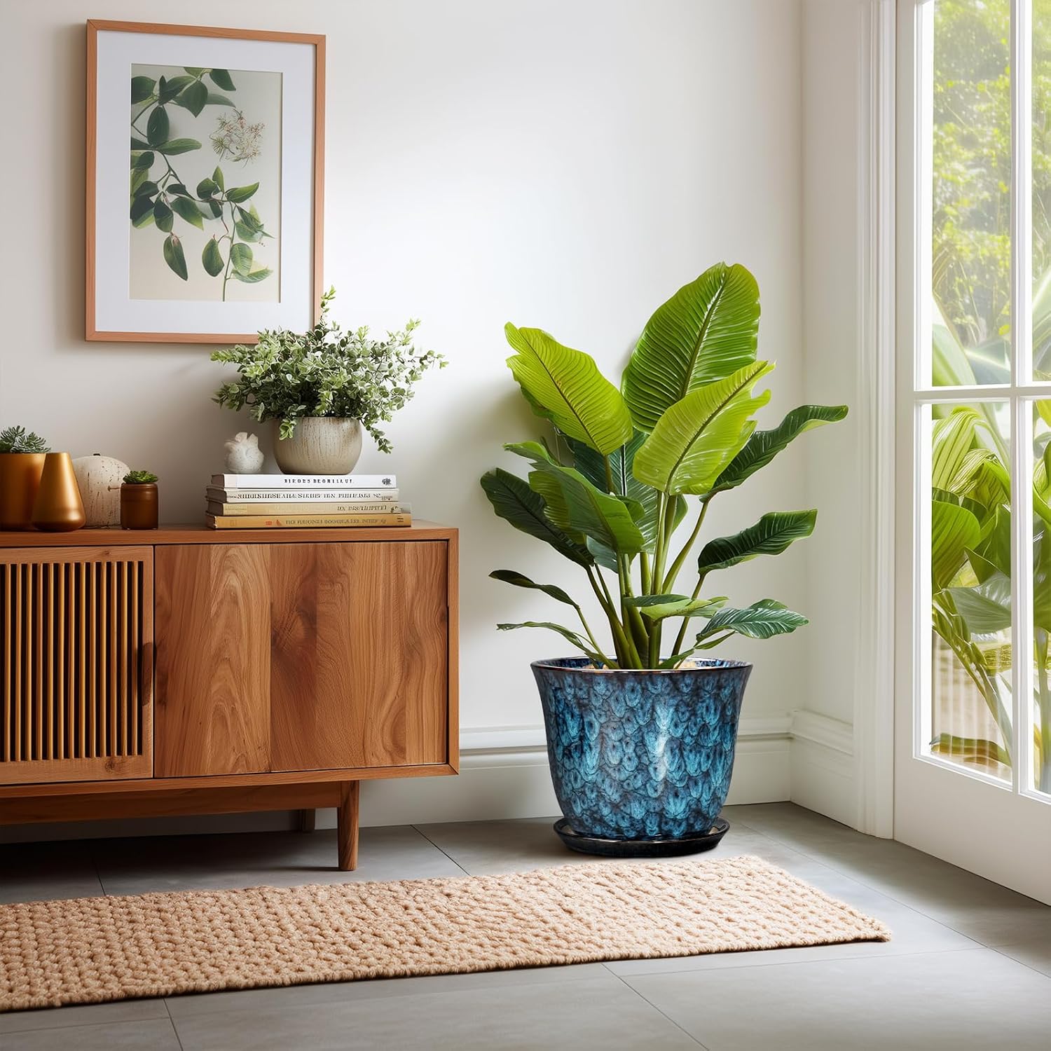 Blue 12 Inch Round Planter