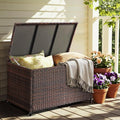 Wheeled Brown Wicker Deck Box