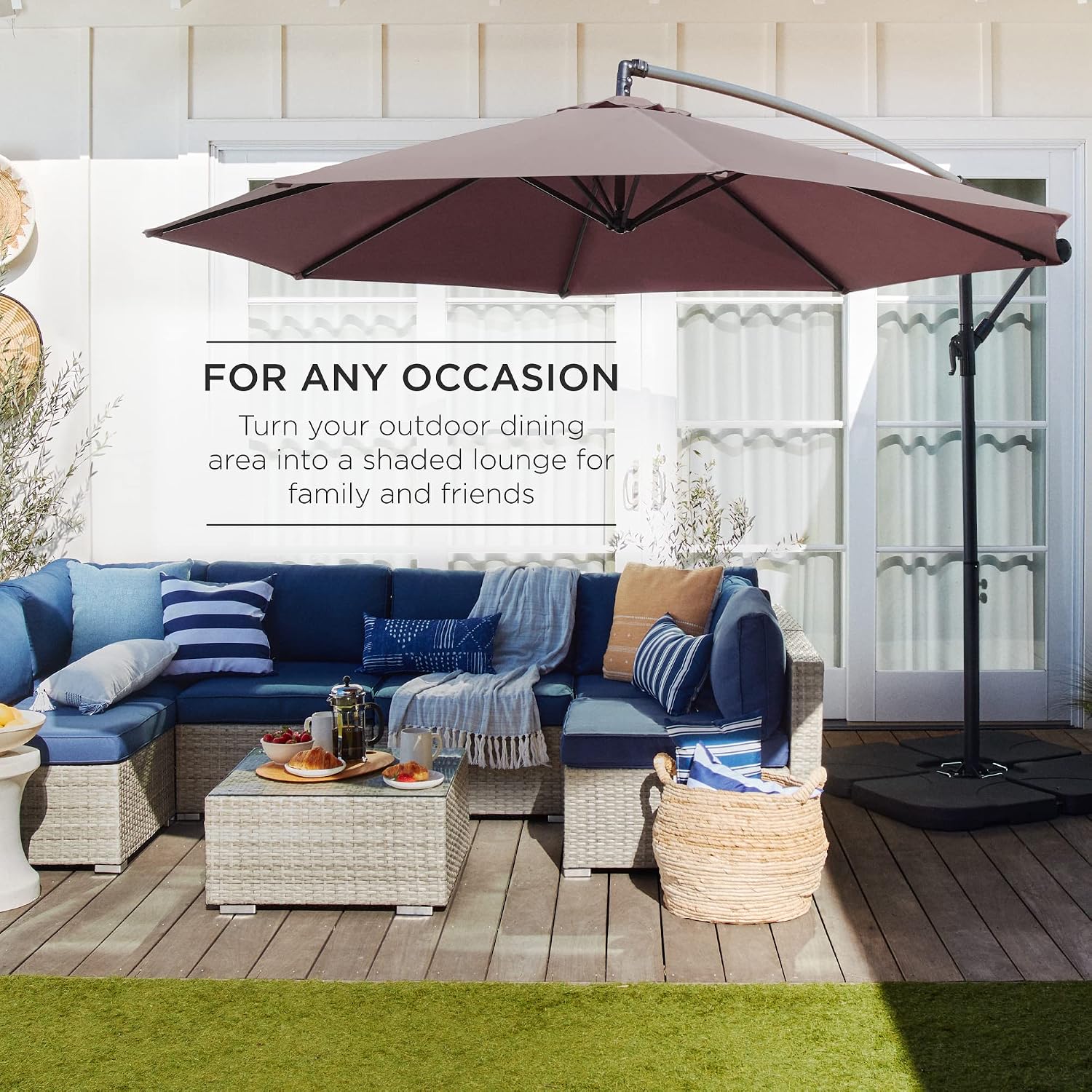 Offset Taupe Hanging Umbrella