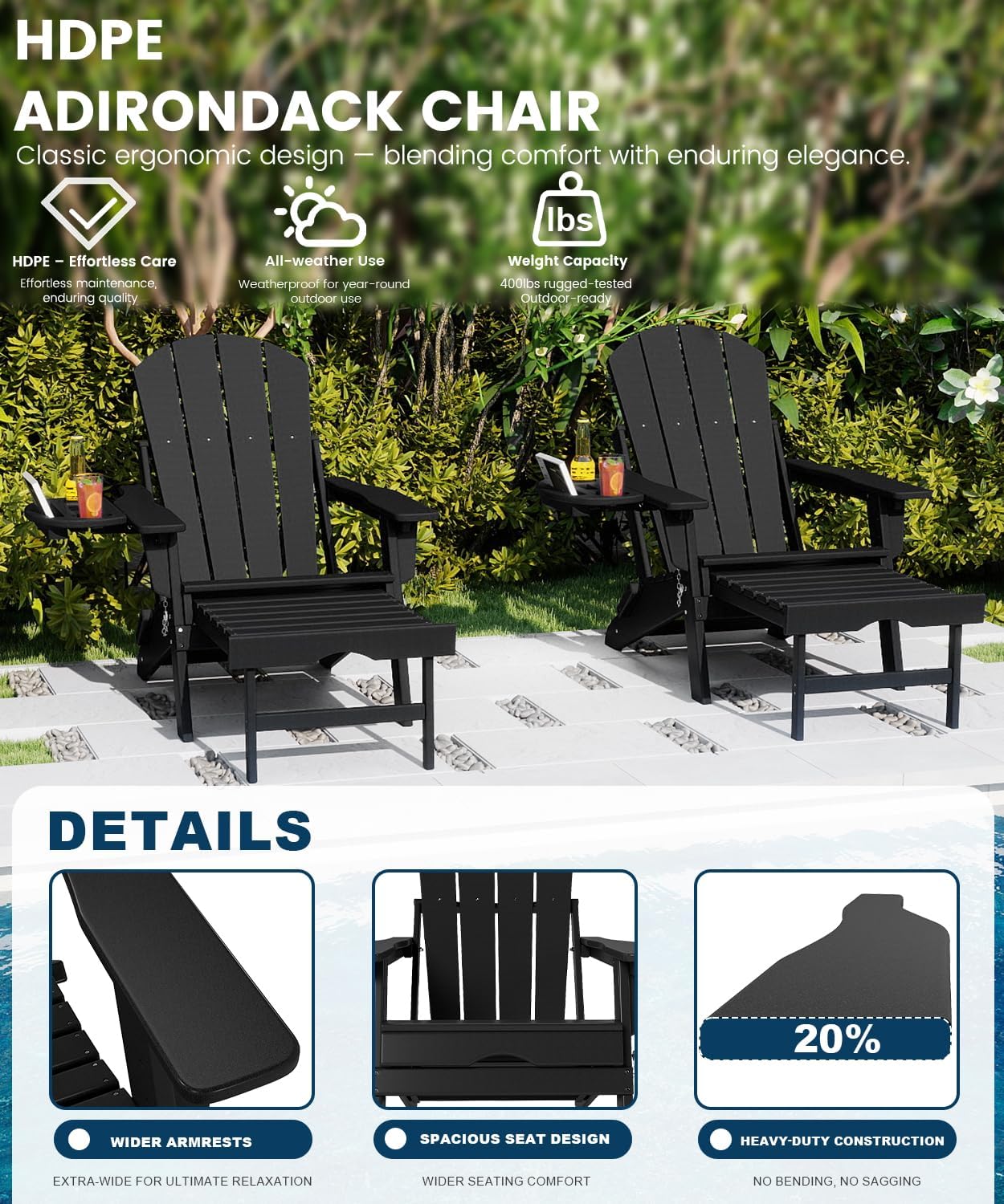 Black Foldable Adirondack Set