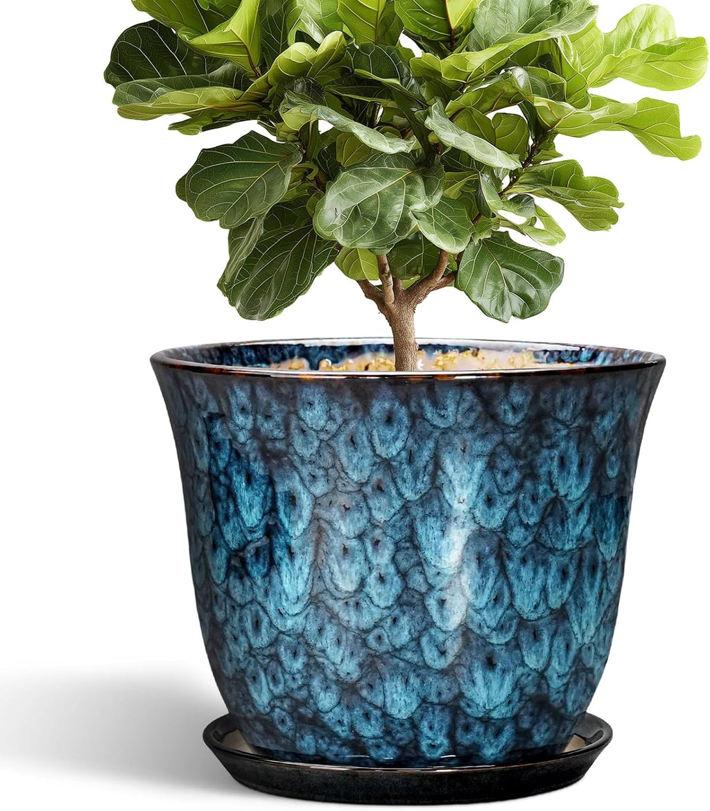 Blue 12 Inch Round Planter