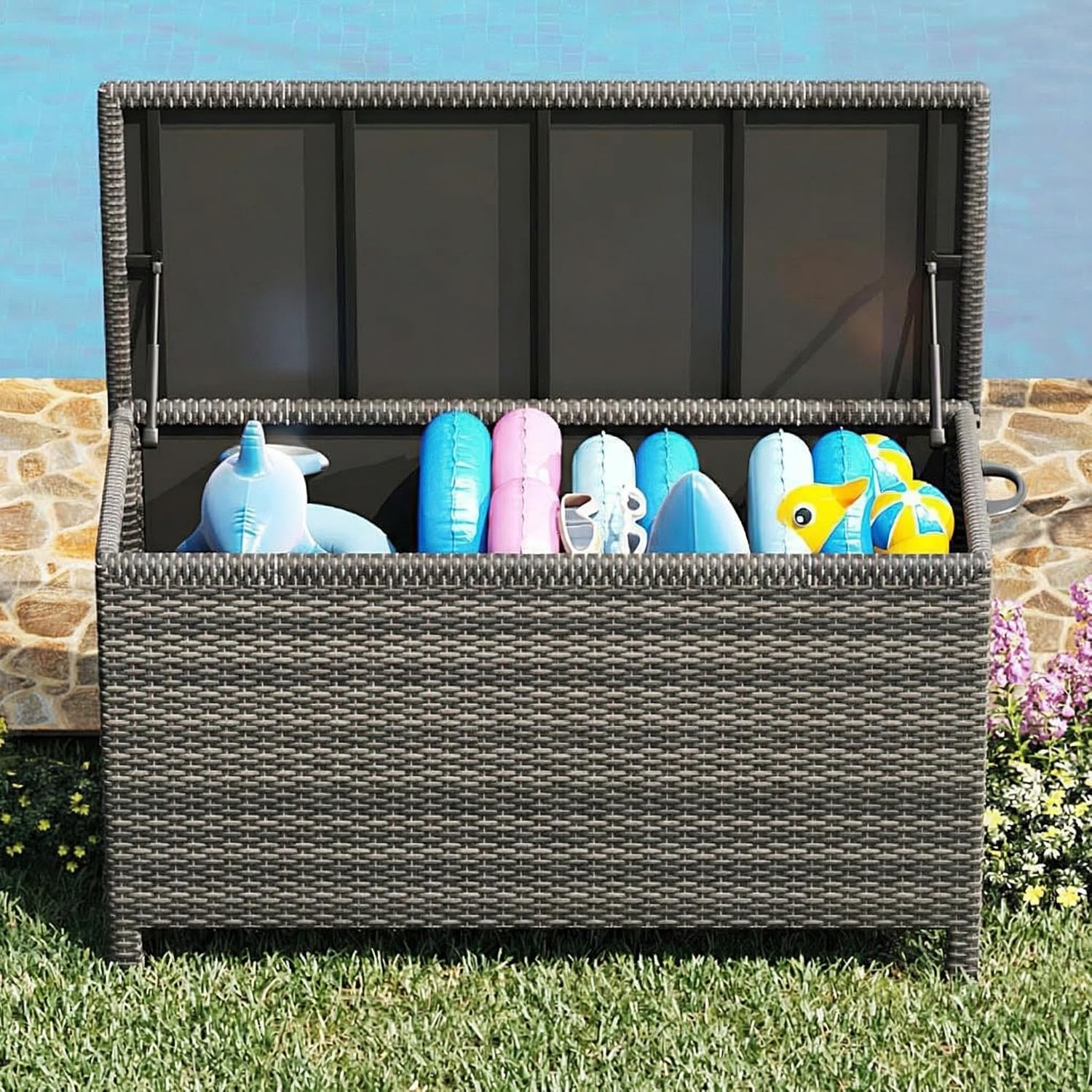Brown Lockable Wicker Deck Box
